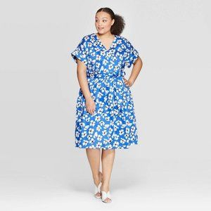 Who What Wear Floral V-neck Wrap Dress